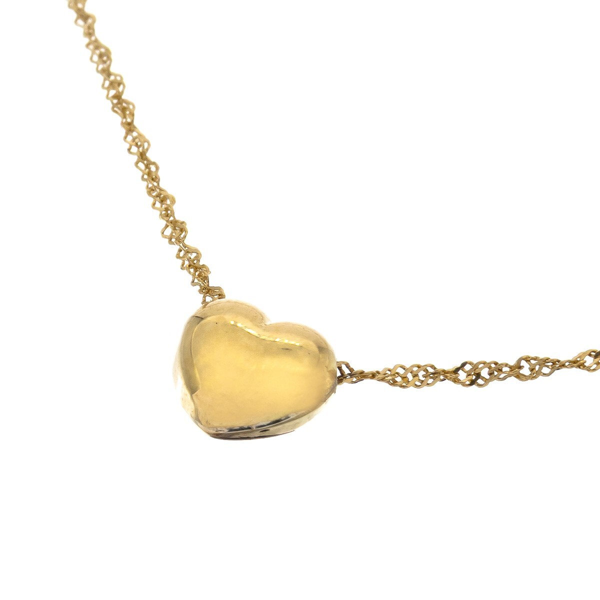Conjunto de cadena y dije de oro 18 ktes, CORAZÓN. 