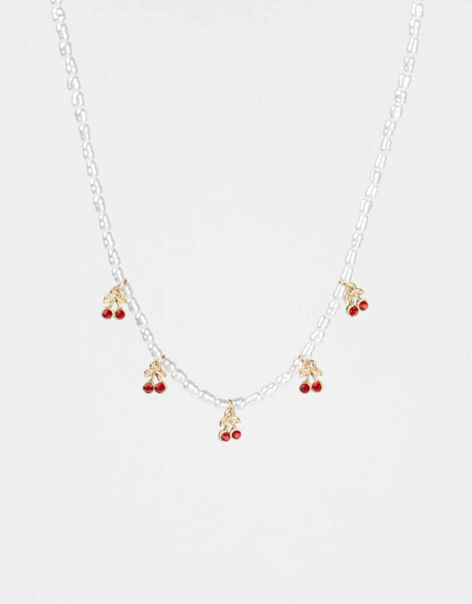 Collar Con Perlas ''cherry'' - Dorado 
