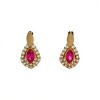Caravanas Rubí Lágrima de oro- Oro bajo - Rubí y zirconias- CA8129 conpiedra
