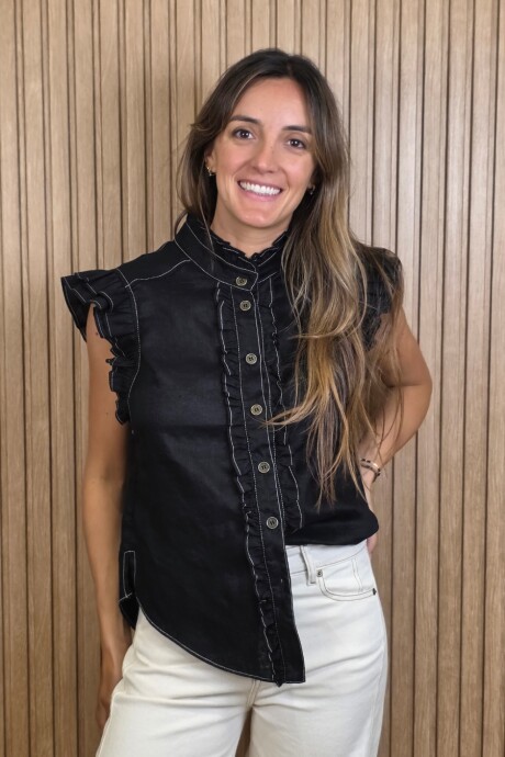 Musculosa Coco Lino Negro