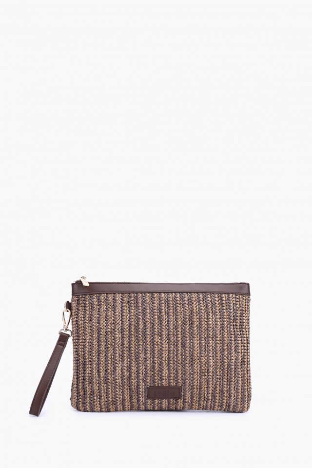 Clutch rafia chocolate