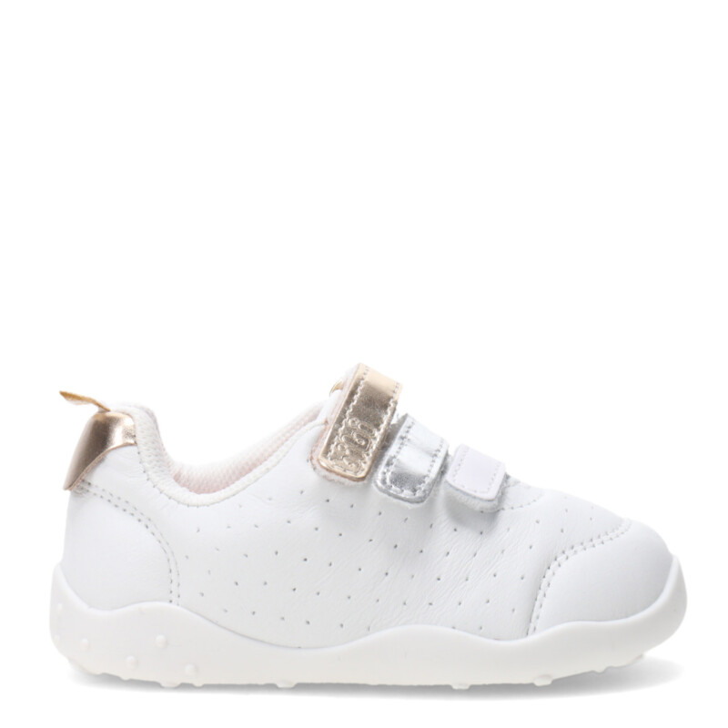 Championes de Niños Bibi Fisioflex c/Velcros Blanco - Dorado - Plateado