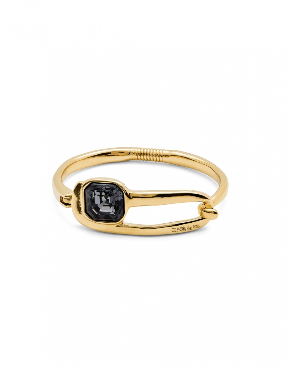 PULSERA RÍGIDA BAÑADA EN ORO 18K CON CRISTAL FACETADO NEGRO - Pulsera 