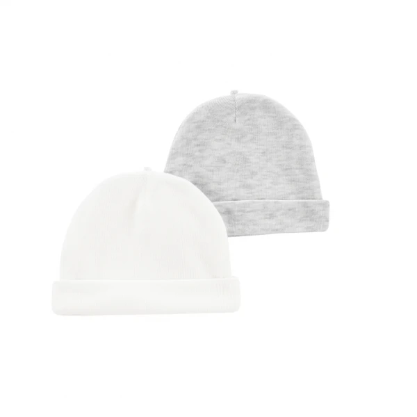Set gorros x2 Carters Blanco Gris
