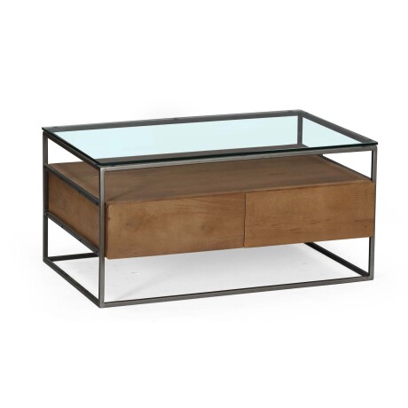 MESA RATONA VIDRIO-MADERA-Y-METAL MARRON VITRO AVELLANA