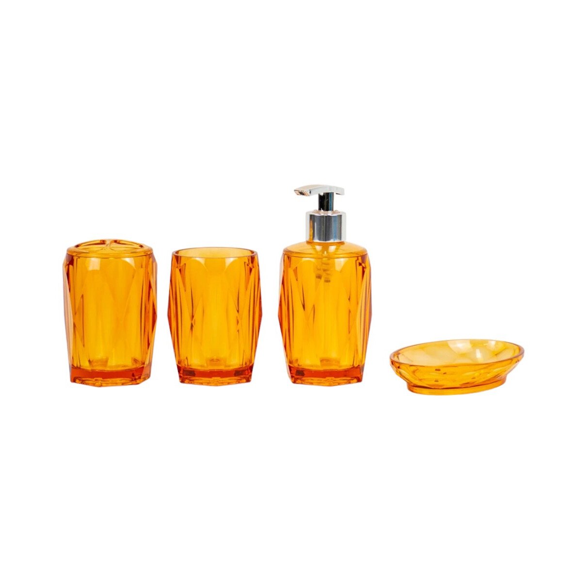 Set De Accesorios Para Baño X4 Piezas - Naranja 