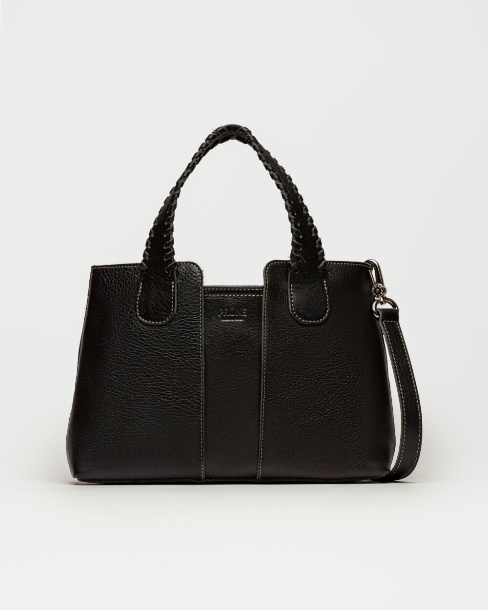 Cartera de mano The Braided en cuero vegetal liso Negro