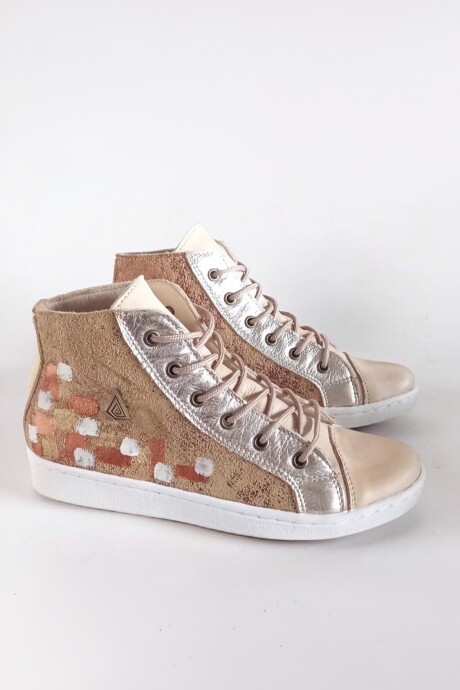 Bota Daria Natural Con Jaspeado Y Arte Bota Daria Natural Con Jaspeado Y Arte