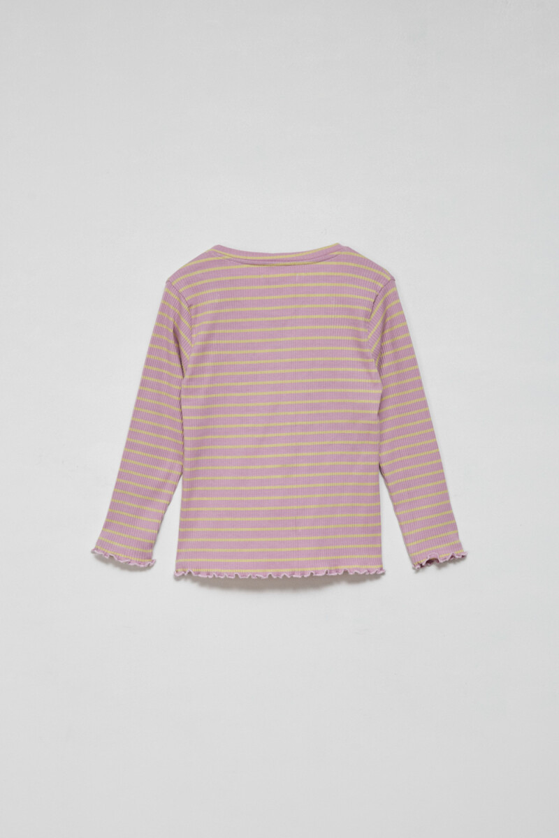Camiseta manga larga en rib Lila