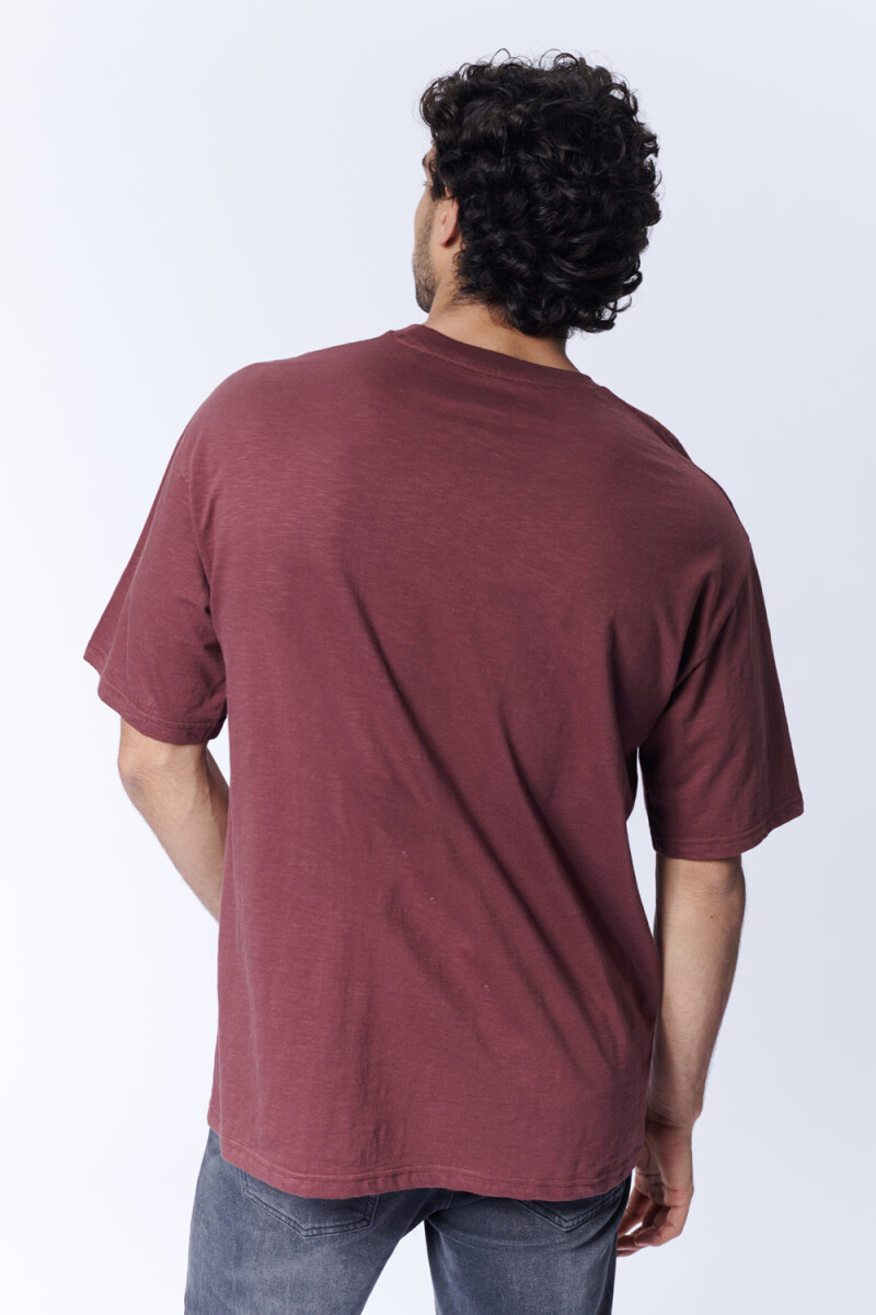 Remera manga corta slub con bolsillo Bordo