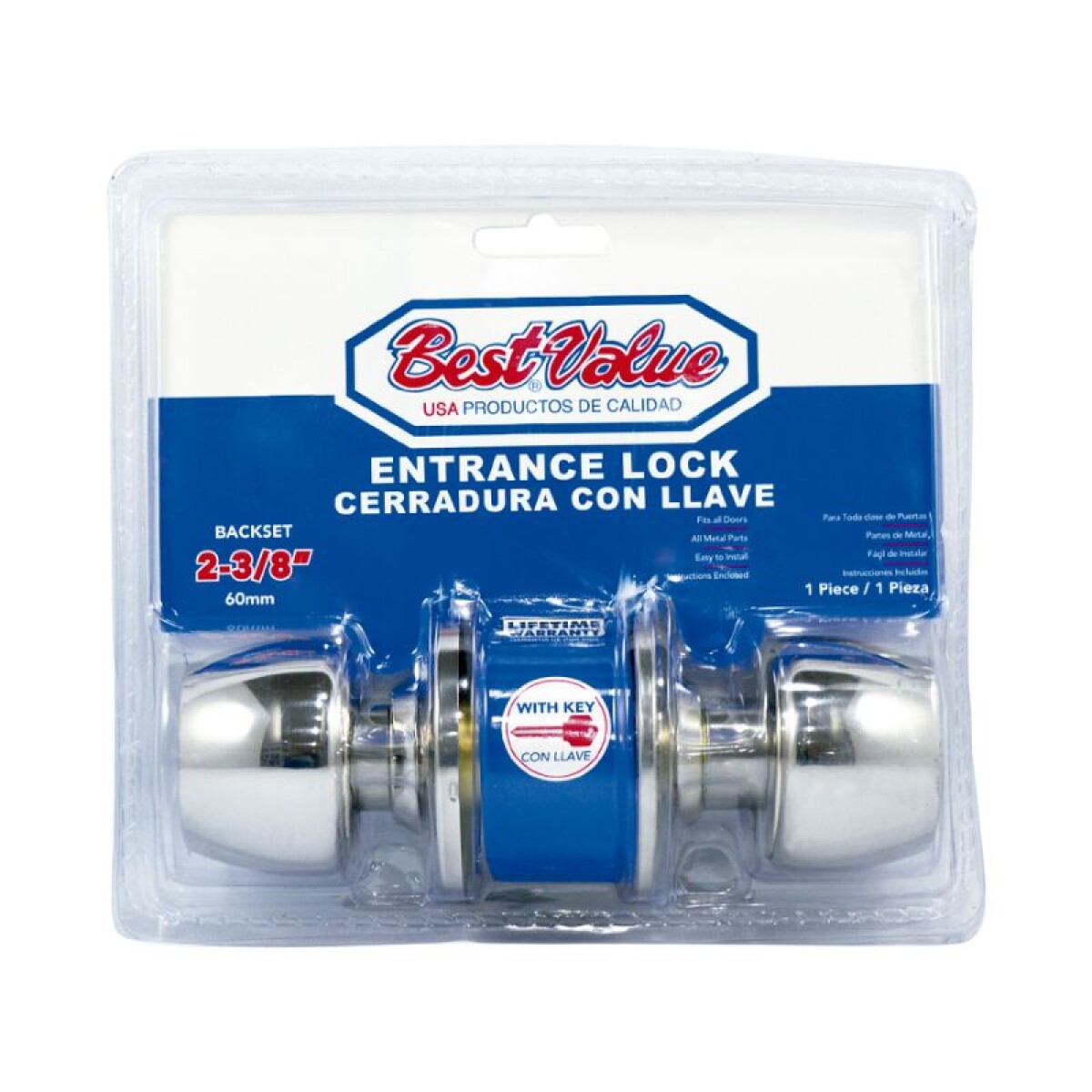 CERRADURA POMO BOLA CON LLAVE INOX - BEST VALUE 