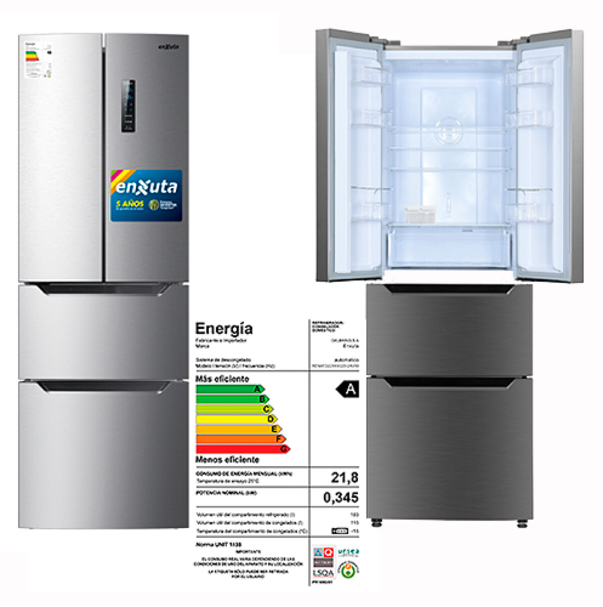REFRIGERADOR ENXUTA RENXFD 22300 I Inverter 320L - Sin color 