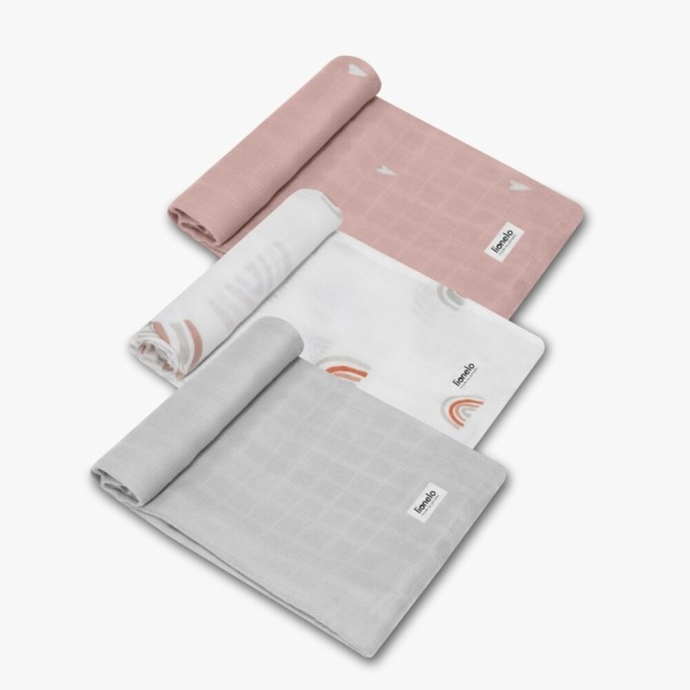 Set x3 muselinas sabanas Lionelo arco iris