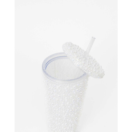 Vaso De Plástico Con Perlas Blanco nacarado/perlado