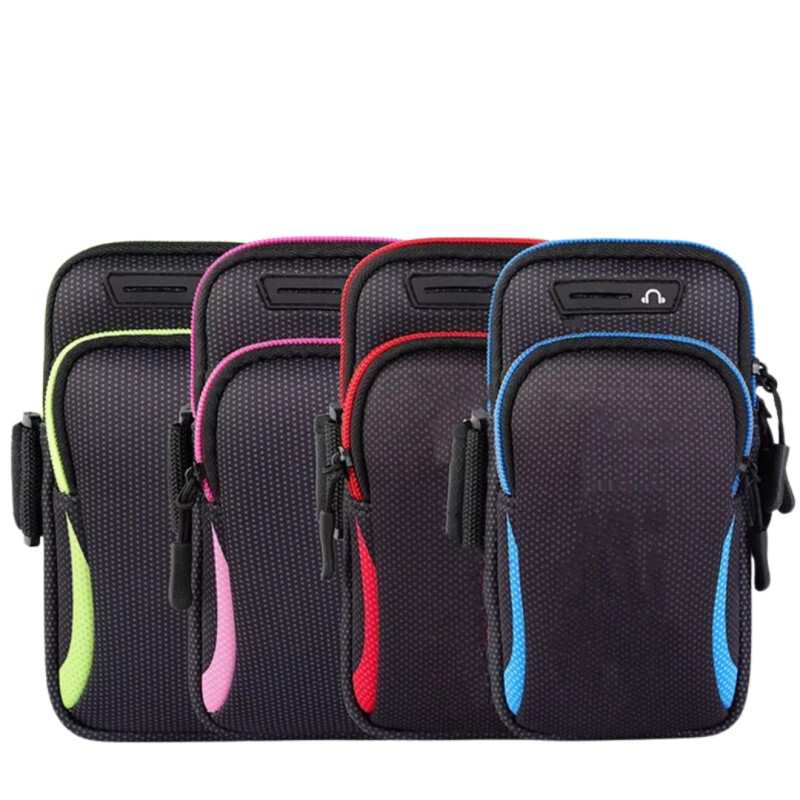Estuche Porta Celular Brazalete Brazo Correr Runner Caminar Color negro con rojo