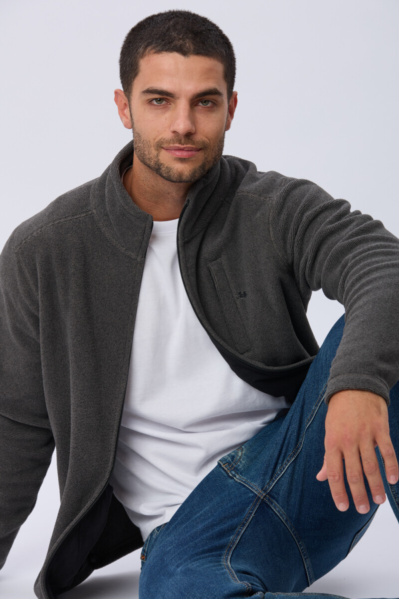 CAMPERA POLAR TEXTURADO LIVIANA - Gris 