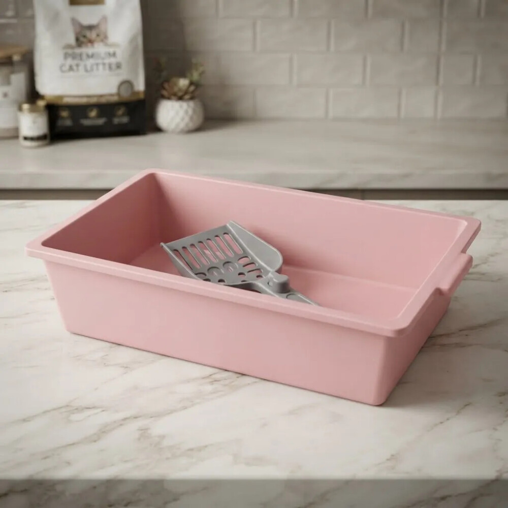 Bandeja Sanitaria Para Gatos Con Pala ROSA