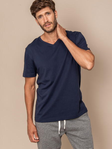 Camiseta Cuello V Azul