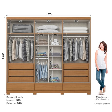 ROPERO IMPERIAL 6 PUERTAS 9 CAJONES GUARDARROPA CLOSET ARMARIO 100% MDF COLOR MADERA