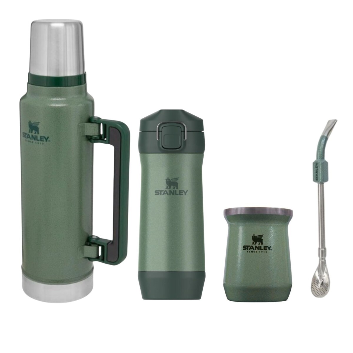 Set Stanley termo de 1.4 lt + mate + bombilla + Yerbera - Verde 