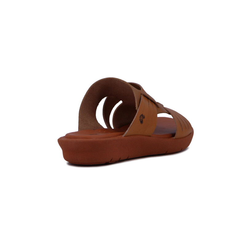 Sandalia Casual De Cuero Mujer Country Tira Ancha Nuez-ambar