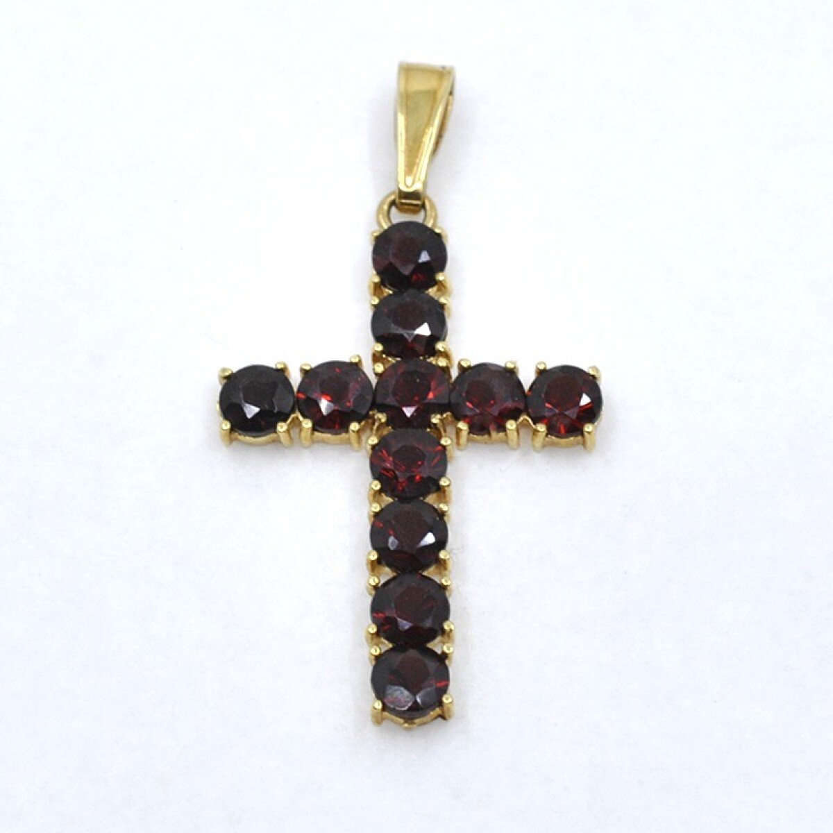 Cruz En Oro 18K Con 11 Granates 