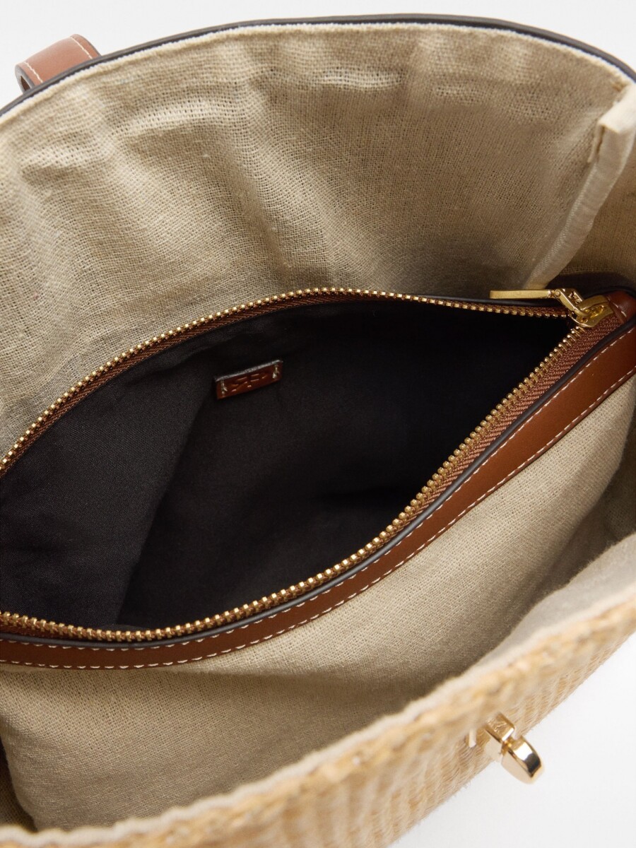 Bolso De Hombro Efecto Rafia natural