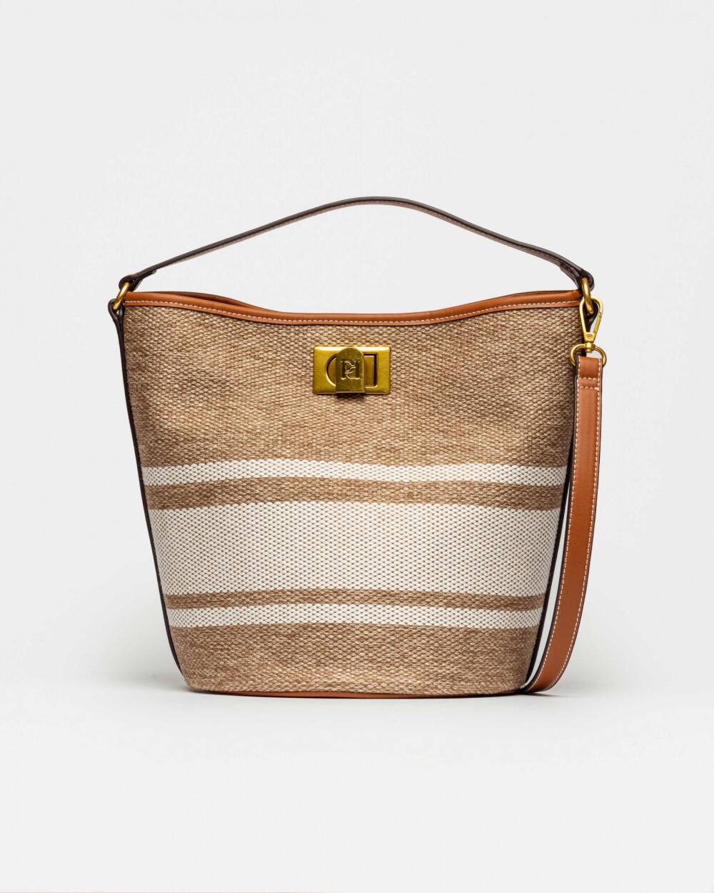 Cartera de mano Lyon en canvas Marron