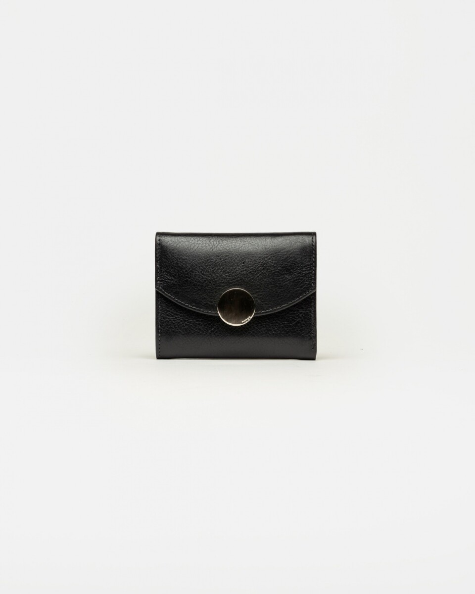 Billetera The Circle en cuero liso - Negro 