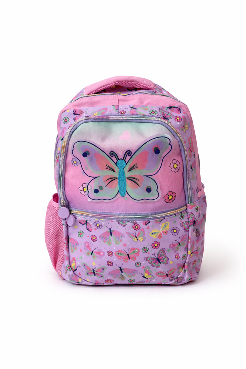 Mochila infantil con cartuchera - - Estampa de mariposa 