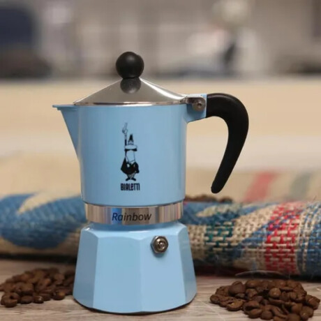 Cafetera Moka Rainbow Celeste 130ml 3 Tazas Bialetti Cafetera Moka Rainbow Celeste 130ml 3 Tazas Bialetti