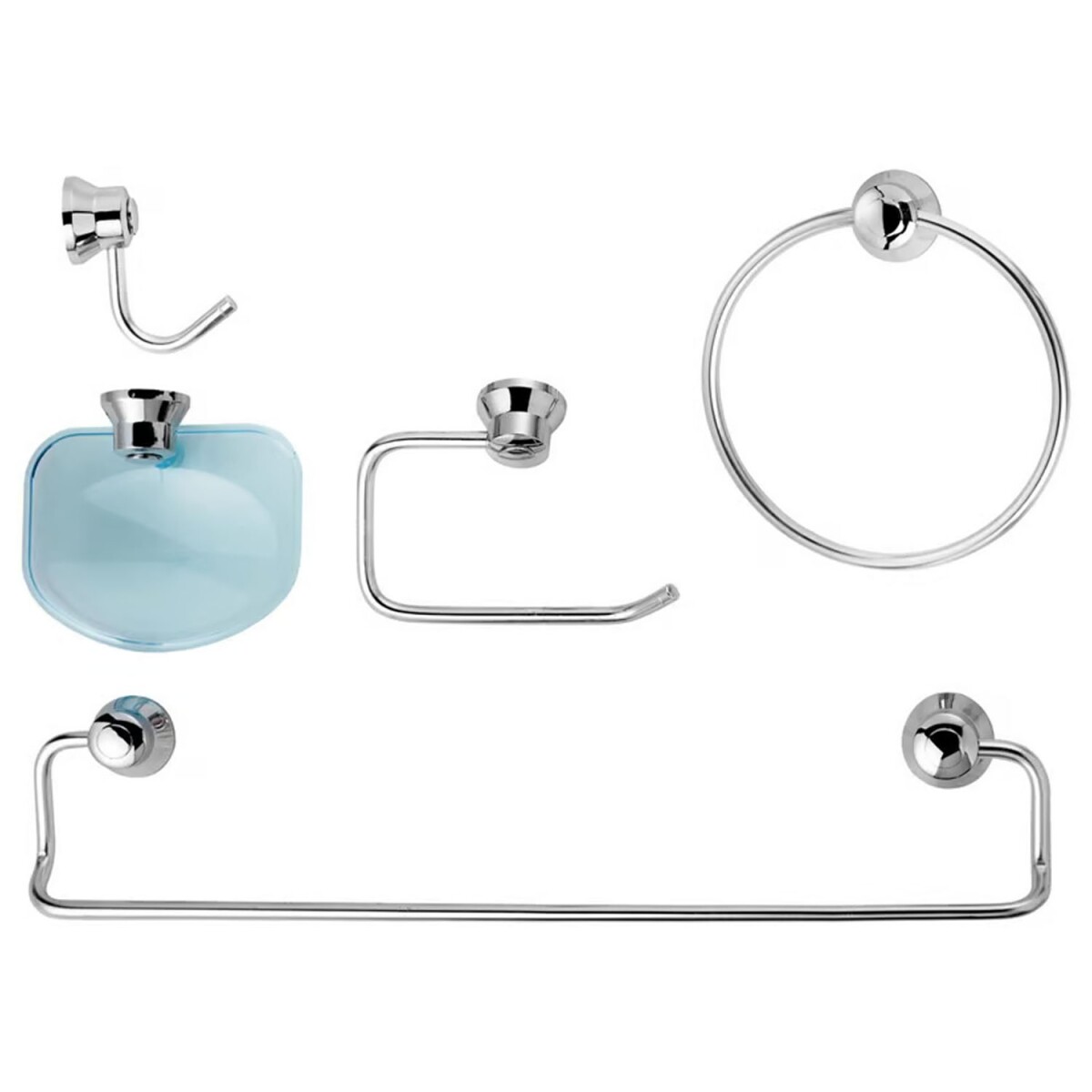 Kit de 5 Accesorios para Baño Sensi D Acqua Sicilia Plateado 