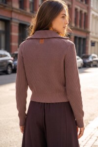 Campera Tejida Algodón Malva