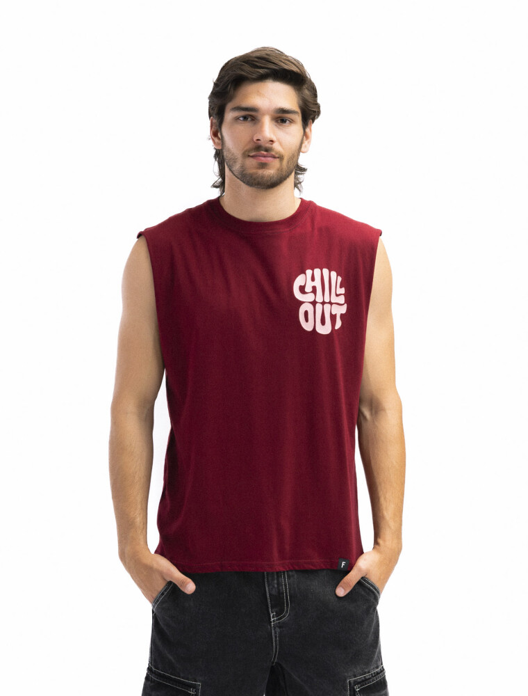 Musculosa Estampada Oversized Bordo/ Fantasía 1