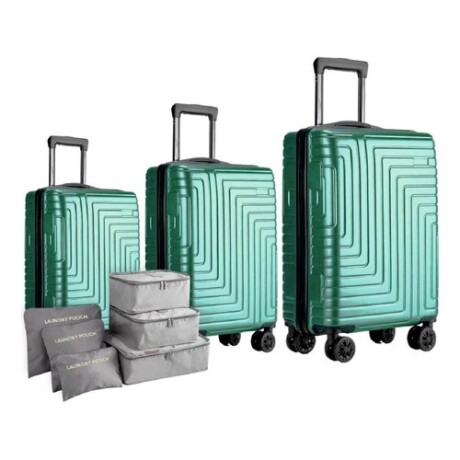 Set de 3 Valijas de Mano Rígidas Verde