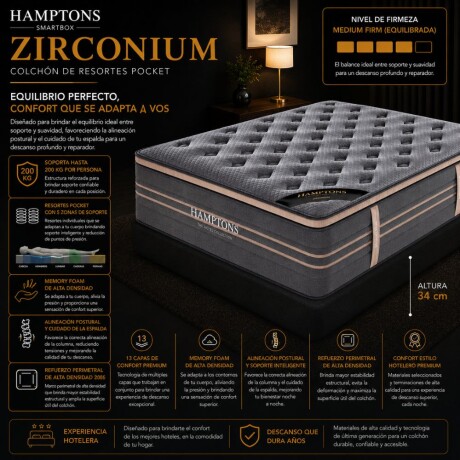 Colchon de resortes Queen Hamptons Zirconium Colchon de resortes Queen Hamptons Zirconium
