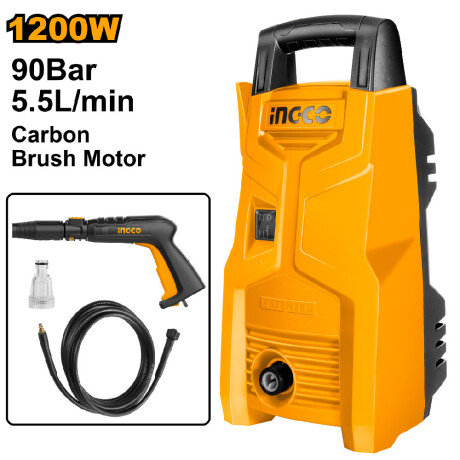 Hidrolavadora 90Bar 1200W 5.5L/M Ingco HPWR12008 Amarillo