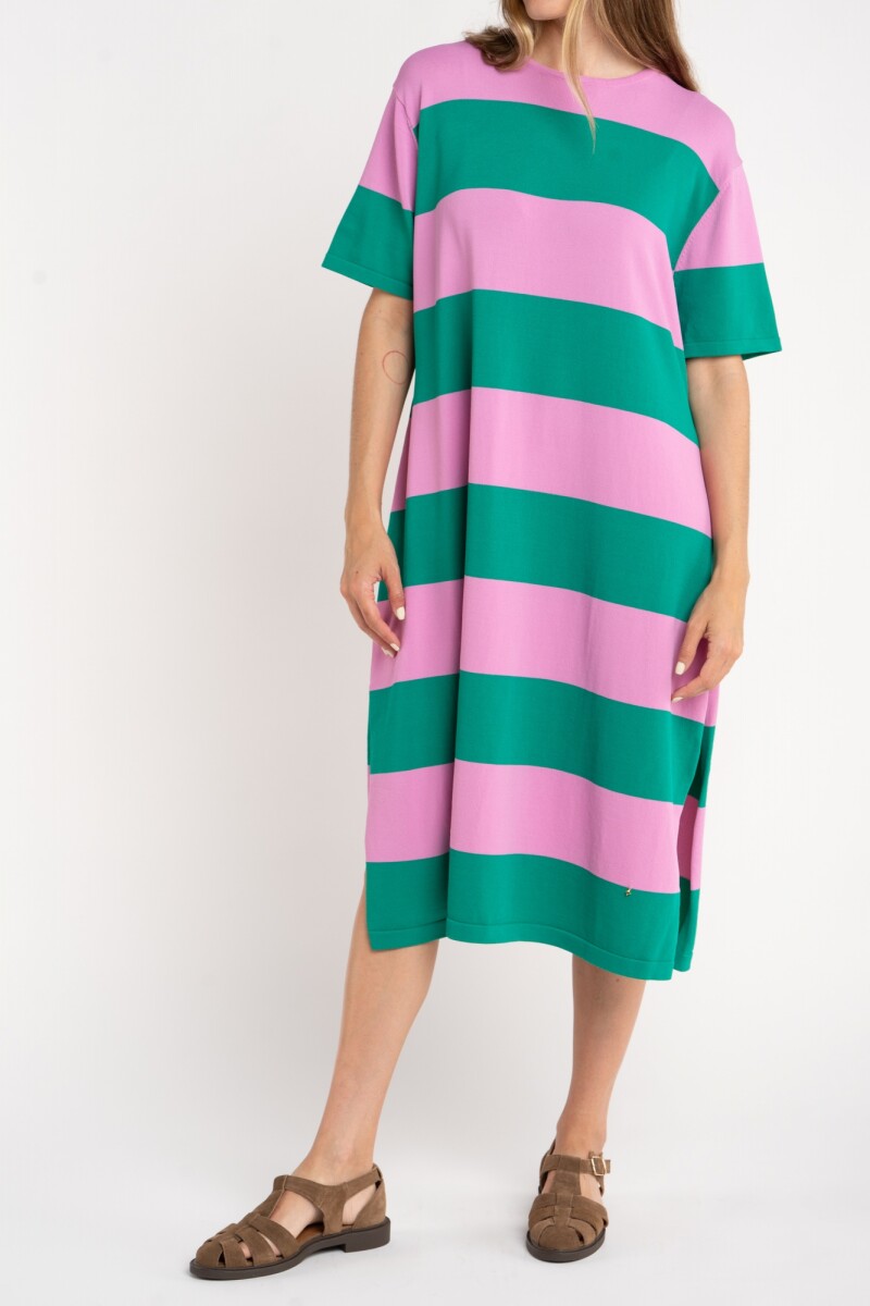 Vestido Tejido Rayado Verde