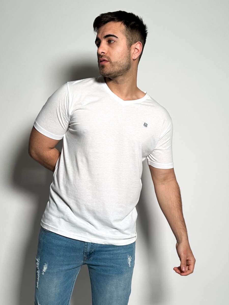 Remera lisa escote V Vex - Blanco 