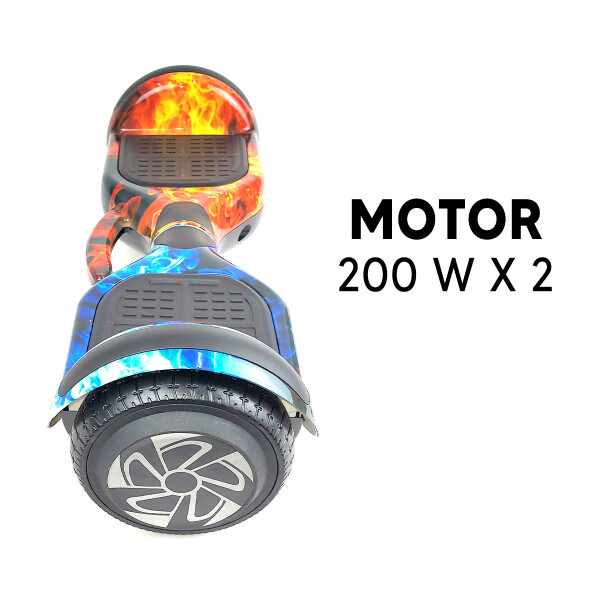 Combo De Skate Eléctrico 6.5" Con Luces Y Bluetooth + Asiento Para Hoverboard PK SKATE 6.5 FUEGO 23 + ASIENTO