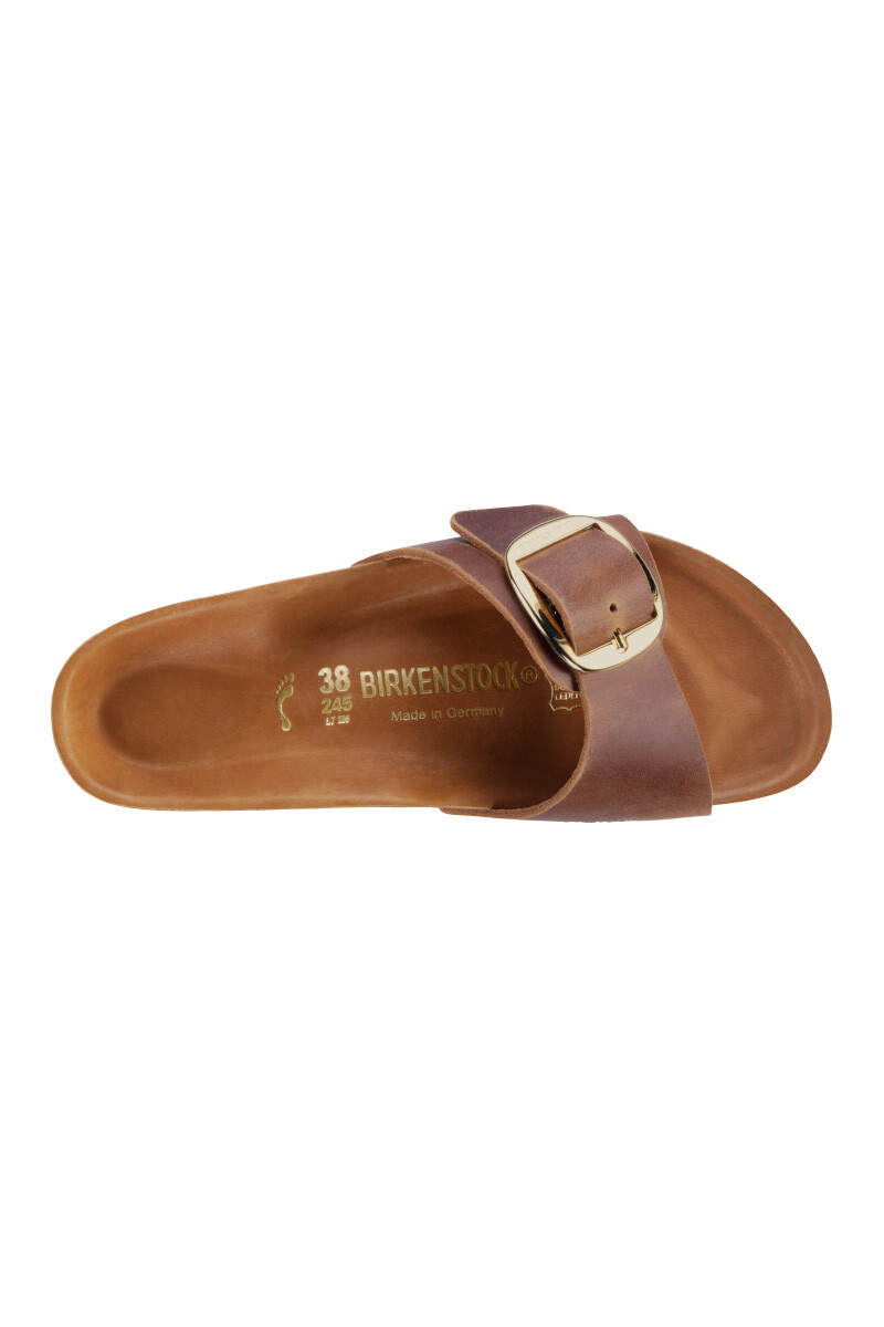 Sandalia Madrid Big Buckle Oiled Leather - Estrecho Cognac