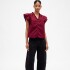 V-FLUTTER SLV EYELET YOKE TOP RED DELICIOUS
