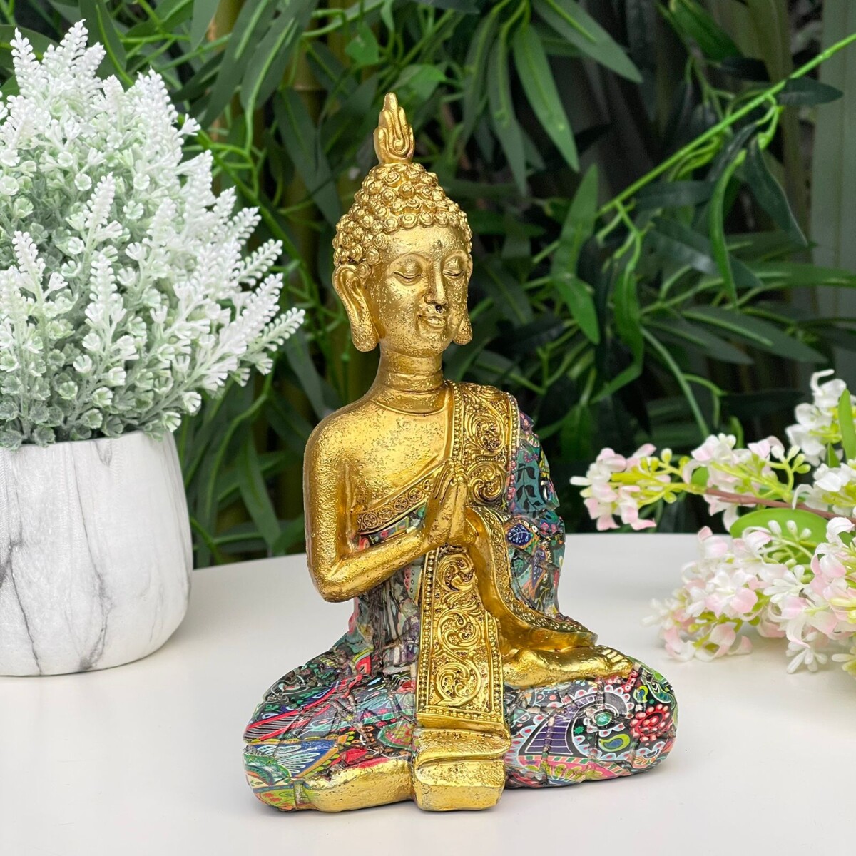 Buda Decorativo Resina 15cm x 9cm x 20cm 