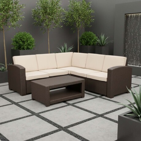 SET DE LIVING ESQUINERO EXTERIOR POLIPROPILENO MARRON PHUKET