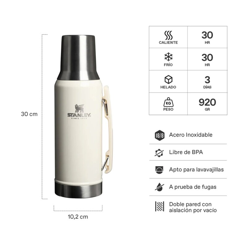 Termo Y Mate 2 En 1 Stanley Classic Mate System 1,2 L Para Preparar Mate Cream Gloss