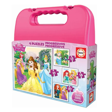 Valija Con 4 Puzzles Princesas Educa Valija Con 4 Puzzles Princesas Educa