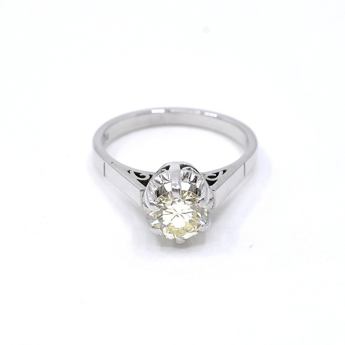 Anillo Antiguo En Oro 18K, Platino Y Brillante 