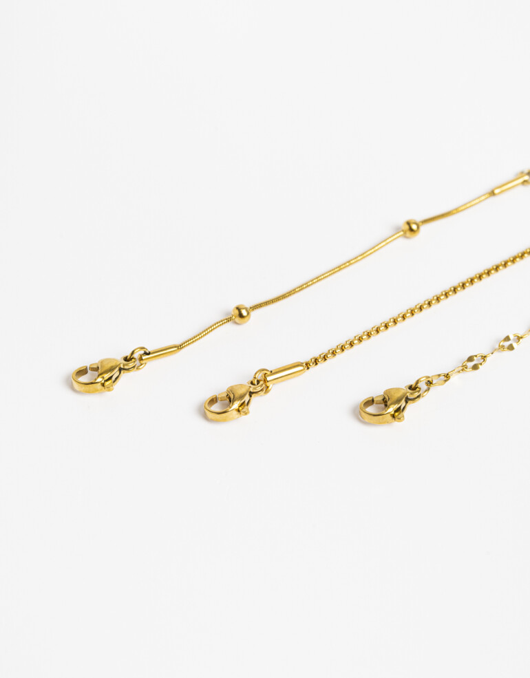 Pulseras Flexibles Sets Metal Set De Pulseras De Acero Combinadas - Dorado