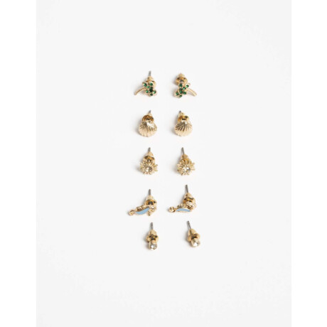 Set De Aros Pasantes Playeros Dorado
