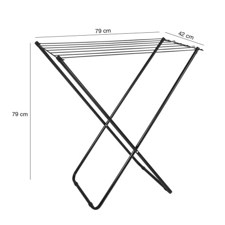 Set Mor Tendedero Plegable en Acero 5.2Mt Ropa + 12 Palillos Negro